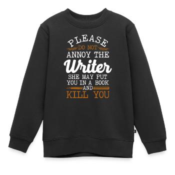 Écrivain de roman et publié - Sweat Premium enfant bio - noir - Devant - AI Model Kid Female (0cm)