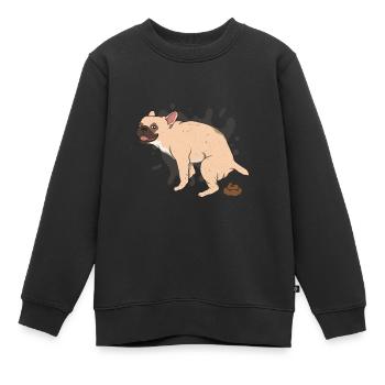 FRENCHIE kackt Kackhaufen - Kinder Premium Organic Sweatshirt - Schwarz - Vorne - AI Model Kid Female (0cm)