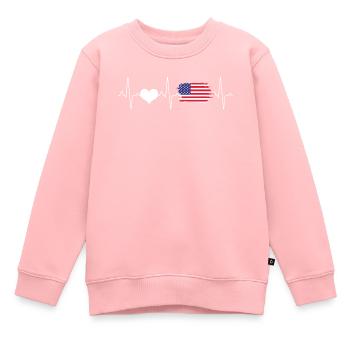 Amerika Flagge Herzschlag - Kinder Premium Organic Sweatshirt - Rosa - Vorne - AI Model Kid Female (0cm)