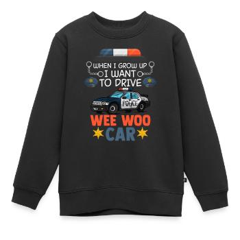 La voiture Wee Woo roule pour un avenir - Sweat Premium enfant bio - noir - Devant - AI Model Kid Female (0cm)