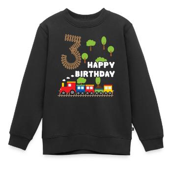 Junge Geburtstagsshirt 3 Jahre Zug Eisenbahn - Kinder Premium Organic Sweatshirt - Schwarz - Vorne - AI Model Kid Female (0cm)
