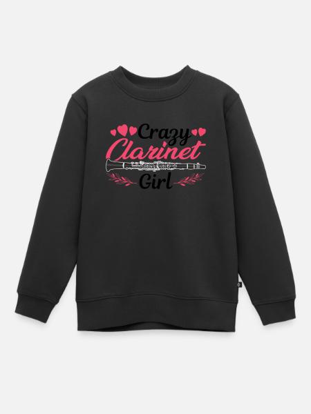 Crazy Clarinet Girl Clarinettiste Clarinettiste - Sweat Premium enfant bio - noir