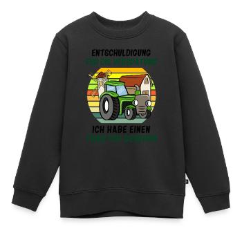 Entschuldigung das ich zu spät bin Traktor Kinder - Kinder Premium Organic Sweatshirt - Schwarz - Vorne - AI Model Kid Female (0cm)