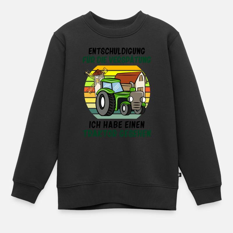 Entschuldigung das ich zu spät bin Traktor Kinder - Kinder Premium Organic Sweatshirt - Schwarz