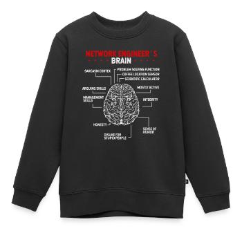 Network Engineering Brain Server Network Engineer - Kids Premium Organic Sweatshirt - black - Front - AI Model Kid Female (0cm)