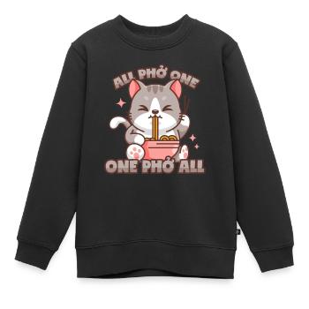 Phở Katze Vietnamesische Pho Suppe Wortspiel - Kinder Premium Organic Sweatshirt - Schwarz - Vorne - AI Model Kid Female (0cm)
