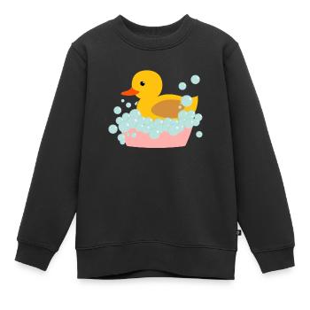 Canard de bain Cadeau Canard jaune en caoutchouc - Sweat Premium enfant bio - noir - Devant - AI Model Kid Female (0cm)