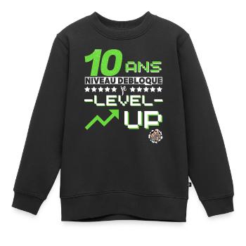 Gamer cadeau anniversaire 10 ans personnalisé - Sweat Premium enfant bio - noir - Devant - AI Model Kid Female (0cm)