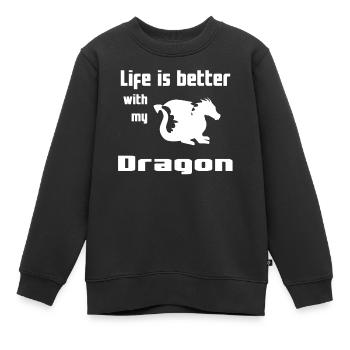 La vie est meilleure avec mon dragon - Sweat Premium enfant bio - noir - Devant - AI Model Kid Female (0cm)