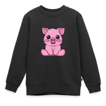 Hausschwein Wildschwein Bauer Bauernhof | Schwein - Kinder Premium Organic Sweatshirt - Schwarz - Vorne - AI Model Kid Female (0cm)