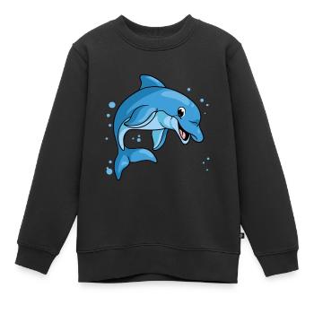 Dauphin Dauphin - Sweat Premium enfant bio - noir - Devant - AI Model Kid Female (0cm)