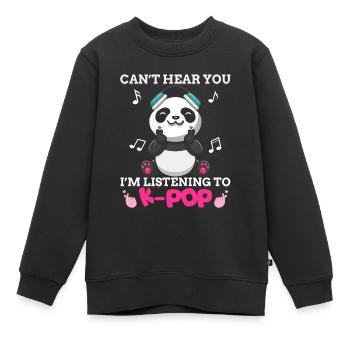 Kpop Kawaii Panda Bär I'm Listening To K-pop Music - Kinder Premium Organic Sweatshirt - Schwarz - Vorne - AI Model Kid Female (0cm)