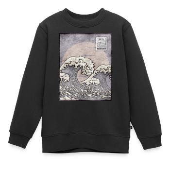 Esthétique japonaise Kanagawa Wave timbre-poste G - Sweat Premium enfant bio - noir - Devant - AI Model Kid Female (0cm)