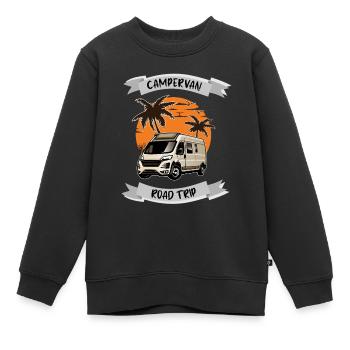 CamperVan Road Trip Camping Wohnmobil Reisemobil - Kinder Premium Organic Sweatshirt - Schwarz - Vorne - AI Model Kid Female (0cm)