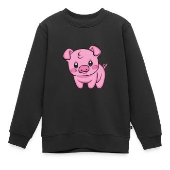 Hausschwein Wildschwein Bauer Bauernhof | Schwein - Kinder Premium Organic Sweatshirt - Schwarz - Vorne - AI Model Kid Female (0cm)