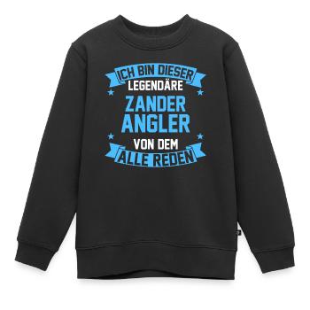 Angeln Angler Zander - Kinder Premium Organic Sweatshirt - Schwarz - Vorne - AI Model Kid Female (0cm)