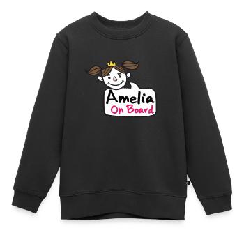 Amelia On Board - Kinder Premium Organic Sweatshirt - Schwarz - Vorne - AI Model Kid Female (0cm)