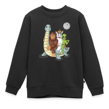 Bigfoot Alien Unicorn Riding Loch Ness - Sweat Premium enfant bio - noir - Devant - AI Model Kid Female (0cm)