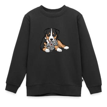 Appenzeller Sennenhund Kuscheltier Hund - Kinder Premium Organic Sweatshirt - Schwarz - Vorne - AI Model Kid Female (0cm)