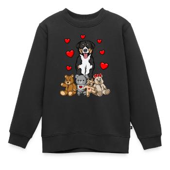 Appenzeller Sennenhund Kuscheltier Hund - Kinder Premium Organic Sweatshirt - Schwarz - Vorne - AI Model Kid Female (0cm)