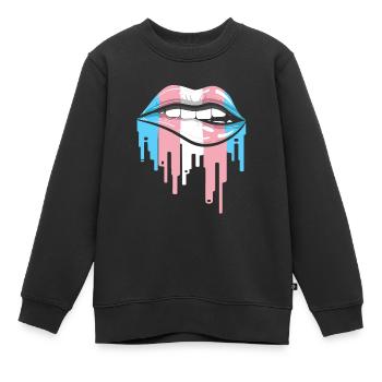Transgender Lippen LGBTQ Pride Flagge Transgender - Kinder Premium Organic Sweatshirt - Schwarz - Vorne - AI Model Kid Female (0cm)
