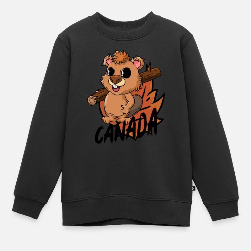 Castor du Canada - Sweat Premium enfant bio - noir