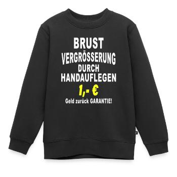 Brustvergrösserung durch Handauflegen Geld zurück - Kinder Premium Organic Sweatshirt - Schwarz - Vorne - AI Model Kid Female (0cm)