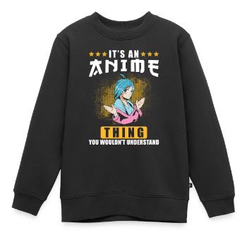 Anime - Kids Premium Organic Sweatshirt - black - Front - AI Model Kid Female (0cm)