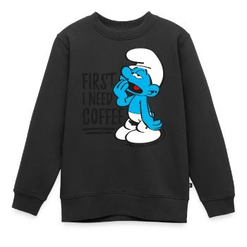 Les Schtroumpfs Le Schtroumpf Paresseux - Sweat Premium enfant bio - noir - Devant - AI Model Kid Female (0cm)