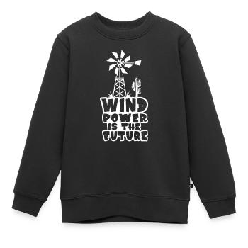 L’énergie éolienne est l’avenir L’énergie éolienne L’énergie éolienne - Sweat Premium enfant bio - noir - Devant - AI Model Kid Female (0cm)