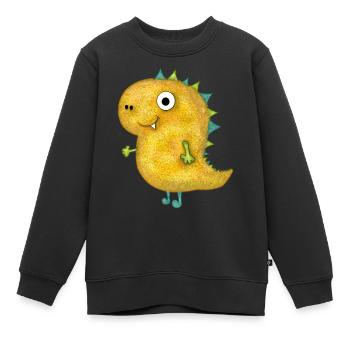 Cute plush dino by SueLYSue.Art - Kids Premium Organic Sweatshirt - black - Front - AI Model Kid Female (0cm)
