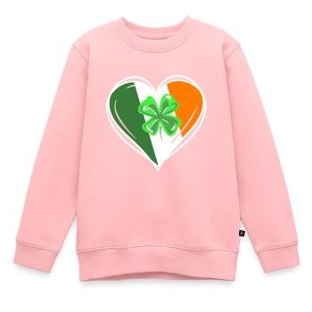 Saint-Patrick Coeur Cloverleaf - Sweat Premium enfant bio - rose - Devant - AI Model Kid Female (0cm)