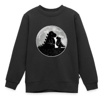 Papa und Baby T-Rex auf dem Mond - Kinder Premium Organic Sweatshirt - Schwarz - Vorne - AI Model Kid Female (0cm)