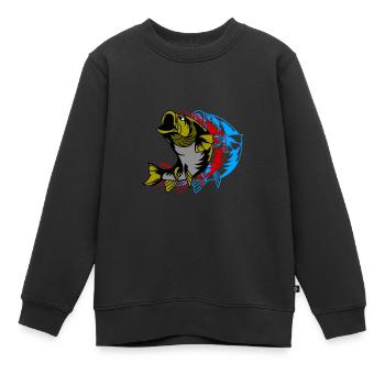 Sandre Poissons Prédateurs Pêcheurs Nature - Sweat Premium enfant bio - noir - Devant - AI Model Kid Female (0cm)