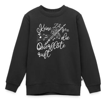 Querflöte - Kinder Premium Organic Sweatshirt - Schwarz - Vorne - AI Model Kid Female (0cm)