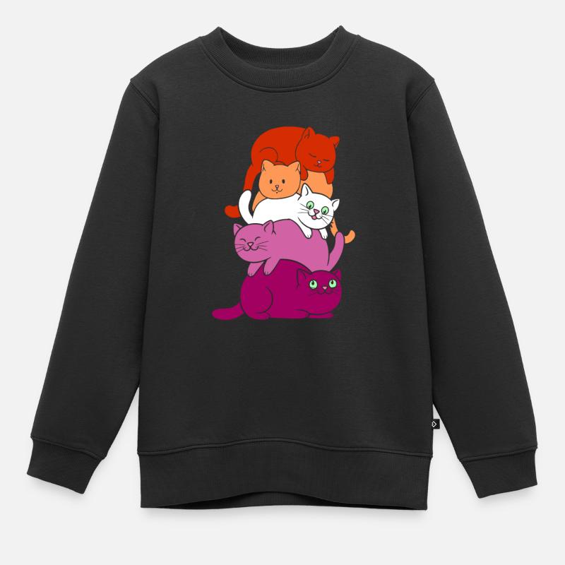 Lesbian Katze Katzen Stapel - Kinder Premium Organic Sweatshirt - Schwarz