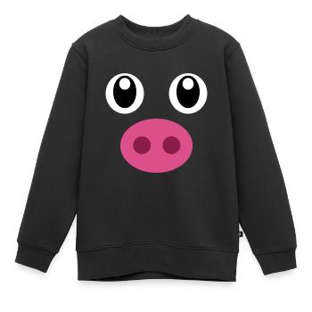 Schwein Kostüm Halloween Schweinchen - Kinder Premium Organic Sweatshirt - Schwarz - Vorne - AI Model Kid Female (0cm)