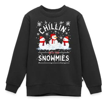 « Chillin With The Snowmmies » Bonhomme de neige d’hiver - Sweat Premium enfant bio - noir - Devant - AI Model Kid Female (0cm)