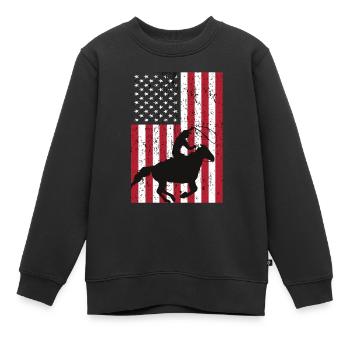 Équitation de rodéo - Sweat Premium enfant bio - noir - Devant - AI Model Kid Female (0cm)