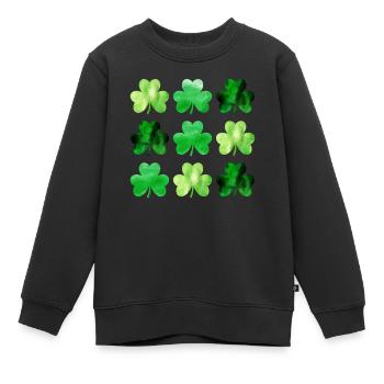 Shamrocks Lucky Leaves Saint Patricks Day - Sweat Premium enfant bio - noir - Devant - AI Model Kid Female (0cm)