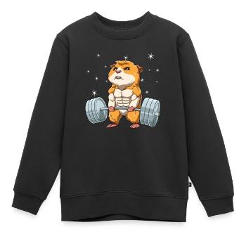 Meerschweinchen Gewichtheben Fitness-Studio - Kinder Premium Organic Sweatshirt - Schwarz - Vorne - AI Model Kid Female (0cm)