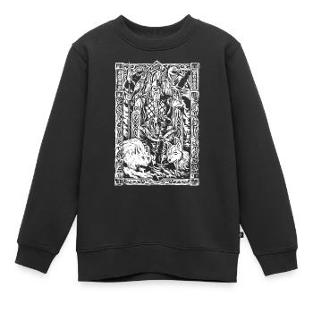 Wikinger Tafel mit Wölfen und Raben - Kinder Premium Organic Sweatshirt - Schwarz - Vorne - AI Model Kid Female (0cm)