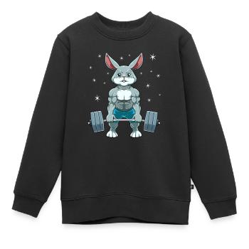 Hase Gewichtheben Fitness-Studio - Kinder Premium Organic Sweatshirt - Schwarz - Vorne - AI Model Kid Female (0cm)