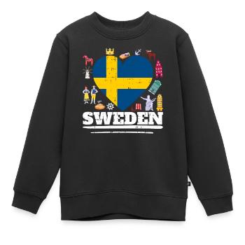 Schweden - Kinder Premium Organic Sweatshirt - Schwarz - Vorne - AI Model Kid Female (0cm)