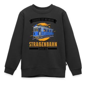Zuhause ist wo meine Straßenbahn steht Tram S-Bahn - Kinder Premium Organic Sweatshirt - Schwarz - Vorne - AI Model Kid Female (0cm)