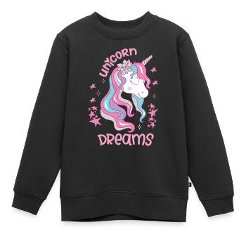 Citations de licornes Rêves de licornes - Sweat Premium enfant bio - noir - Devant - AI Model Kid Female (0cm)