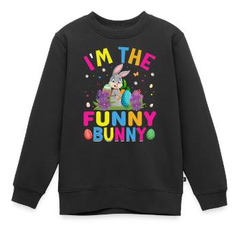 Lapin de Pâques Oeufs de Pâques - Sweat Premium enfant bio - noir - Devant - AI Model Kid Female (0cm)