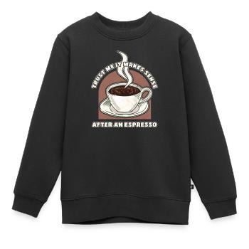 Espresso Kaffee - Kinder Premium Organic Sweatshirt - Schwarz - Vorne - AI Model Kid Female (0cm)