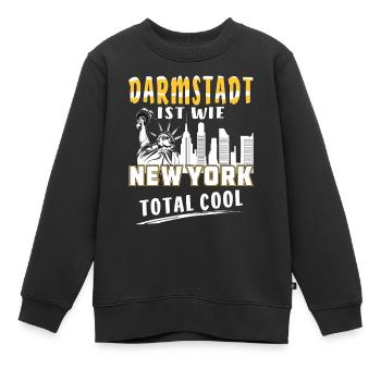 DARMSTADT IST WIE NEW YORK - Kinder Premium Organic Sweatshirt - Schwarz - Vorne - AI Model Kid Female (0cm)