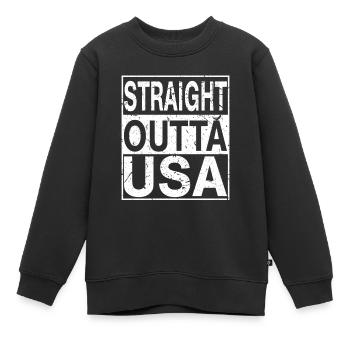 États-Unis Straight outta États-Unis - Sweat Premium enfant bio - noir - Devant - AI Model Kid Female (0cm)